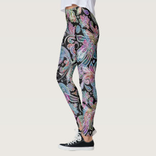 Farbenfrohes vintage-blumen-paisleymuster leggings