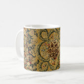 Farbenfrohes Vintage-Blumen-Teppichmuster Kaffeetasse (Vorderseite Links)