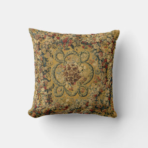 Farbenfrohes Vintage-Blumen-Teppichmuster Kissen