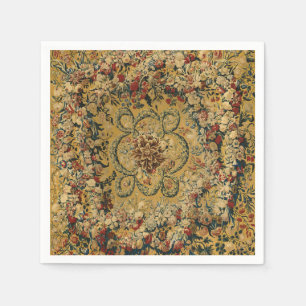Farbenfrohes Vintage-Blumen-Teppichmuster Serviette