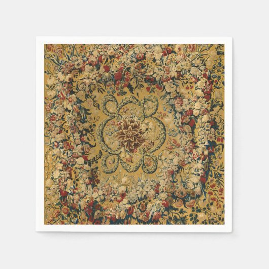 Farbenfrohes Vintage-Blumen-Teppichmuster Serviette (Vorderseite)