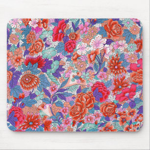 Farbenfrohes vintage Blumenmuster Mousepad