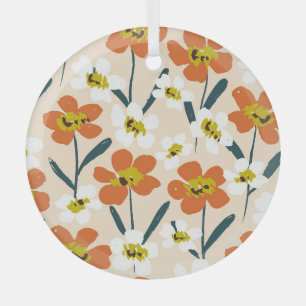 Farbenfrohes, vintage Blumenmuster. Ornament Aus Glas