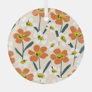 Farbenfrohes, vintage Blumenmuster. Ornament Aus Glas