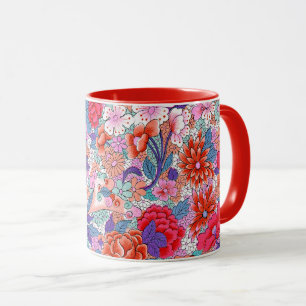 Farbenfrohes vintage Blumenmuster Tasse