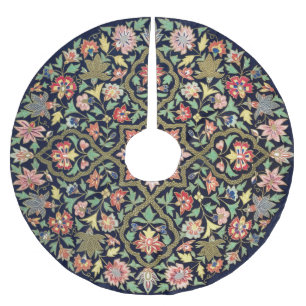 Farbenfrohes vintage florales indisches Mandala-Mu Polyester Weihnachtsbaumdecke