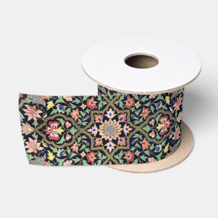 Farbenfrohes vintage florales indisches Mandala-Mu Satinband