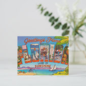 Farbenfrohes Vintage Florida Postkarte (Stehend Vorderseite)