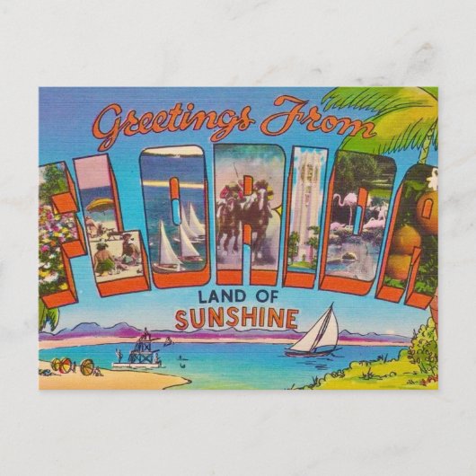Farbenfrohes Vintage Florida Postkarte (Vorderseite)