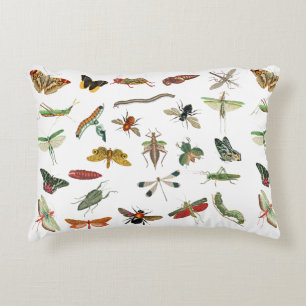 Farbenfrohes Vintage-Insekten-Illustrationsmuster Dekokissen