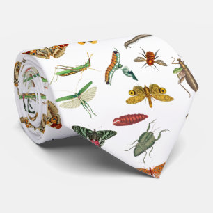 Farbenfrohes Vintage-Insekten-Illustrationsmuster Krawatte