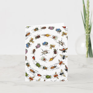Farbenfrohes Vintage-Muster mit Käfern und Insekte Karte
