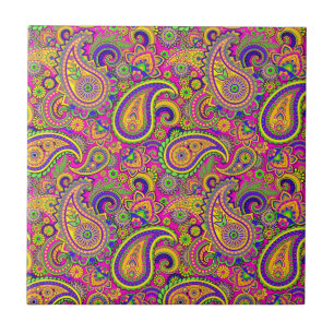 Farbenfrohes Vintage-Paisleymuster Fliese