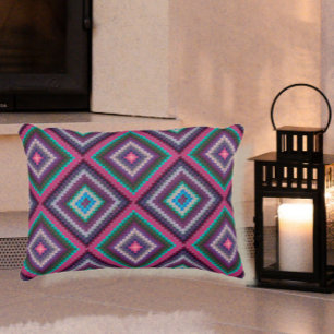 Farbenfrohes Vintage-Retro-Quiltmuster Boho Chic Dekokissen