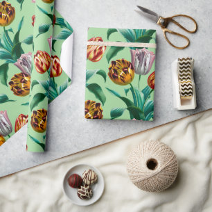 Farbenfrohes vintage Wasserfarbe Tulpen Blumen Mus Geschenkpapier