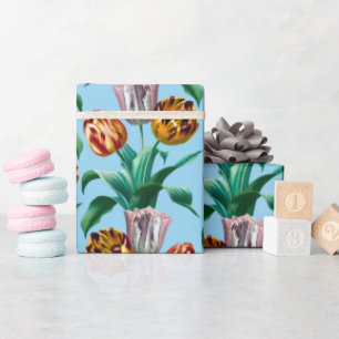 Farbenfrohes vintage Wasserfarbe Tulpen Blumen Mus Geschenkpapier