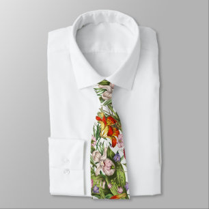Farbenfrohes vintage Wasserfarben-Blumenmuster Krawatte