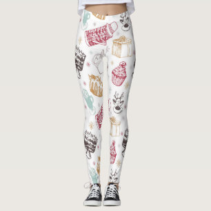 Farbenfrohes vintage-weihnachtsmuster leggings