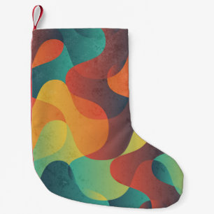 Farbenfrohes vintage Wellen abstraktes Muster Kleiner Weihnachtsstrumpf