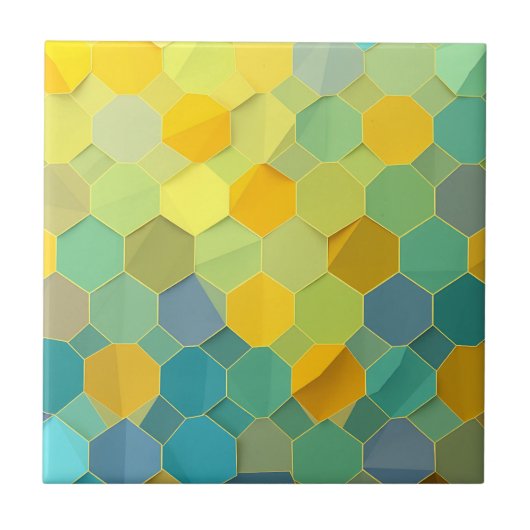 Farbenfrohes Waben-Geometrie-Muster Fliese (Vorderseite)