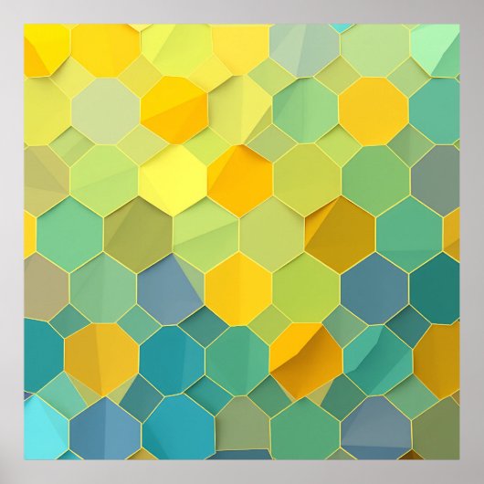 Farbenfrohes Waben-Geometrie-Muster Poster (Vorne)