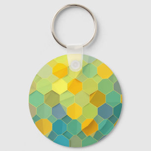 Farbenfrohes Waben-Geometrie-Muster Schlüsselanhänger