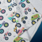 Farbenfrohes Wasserfarben-Monstertruck-Muster Fleecedecke