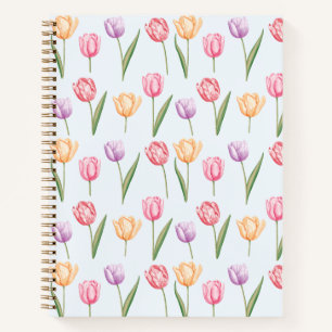Farbenfrohes Wasserfarben-Tulpen-Blumenmuster Notizblock