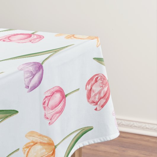Farbenfrohes Wasserfarben-Tulpen-Blumenmuster Tischdecke (Beispiel)
