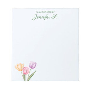 Farbenfrohes Wasserfarben-Tulpenbouquet mit indivi Notizblock