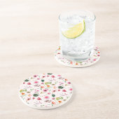 Farbenfrohes Wasserfarbenmuster mit Frühlingsblume Getränkeuntersetzer (Seite)