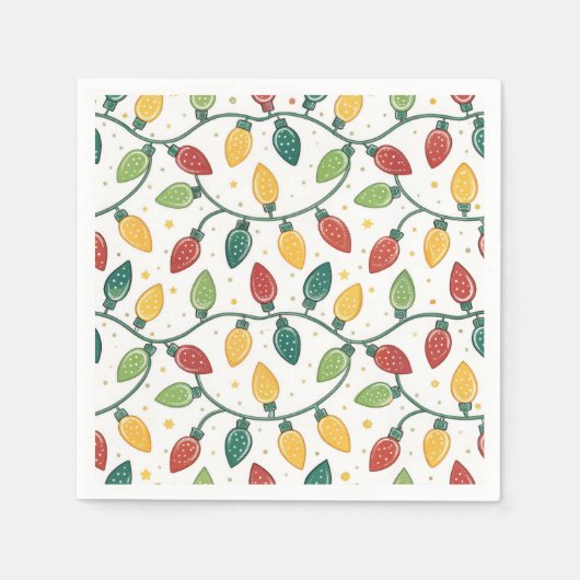 Farbenfrohes Weihnachts-Lichterkette-Muster  Serviette (Vorderseite)