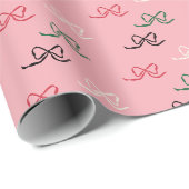 Farbenfrohes Weihnachts-Schleifenmuster Geschenkpapier (Rolleneckpunkt)