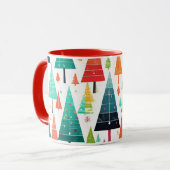 Farbenfrohes Weihnachtsbäume-Muster Tasse (Vorderseite Links)