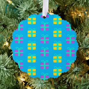 Farbenfrohes Weihnachtsgeschenkmuster – Festliches Ornament Karte