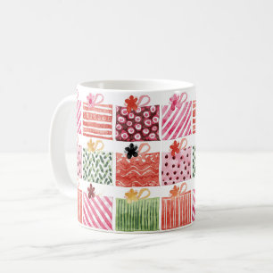 Farbenfrohes Weihnachtsgeschenkmuster Kaffeetasse
