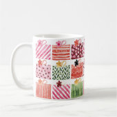 Farbenfrohes Weihnachtsgeschenkmuster Kaffeetasse (Links)