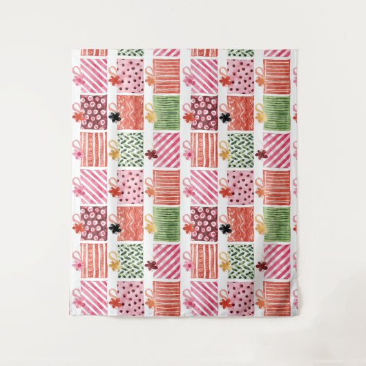Farbenfrohes Weihnachtsgeschenkmuster Wandteppich (Vorderseite)