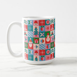 Farbenfrohes Weihnachtsgitter aus Feiertagsicons Kaffeetasse