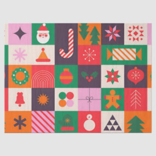 Farbenfrohes Weihnachtsgitter aus Feiertagsicons Seidenpapier