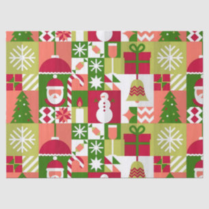 Farbenfrohes Weihnachtsgitter aus Feiertagsicons Seidenpapier