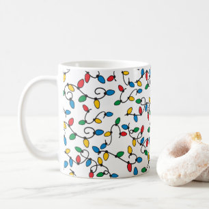 Farbenfrohes Weihnachtslichter-Muster Lustiger Fei Kaffeetasse