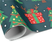 Farbenfrohes Weihnachtsmuster, Geschenkpapier (Rolleneckpunkt)