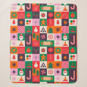 Farbenfrohes Weihnachtsraster aus Feiertagsicons Sherpadecke