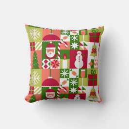 Farbenfrohes Weihnachtsraster mit festlichen Symbo Kissen