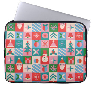 Farbenfrohes Weihnachtsthemenraster aus Feiertagsi Laptopschutzhülle