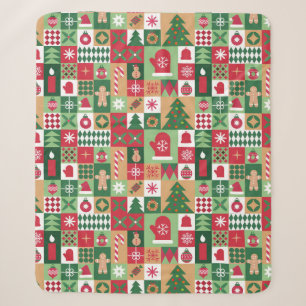 Farbenfrohes Weihnachtsthemenraster aus Feiertagsi Sherpadecke