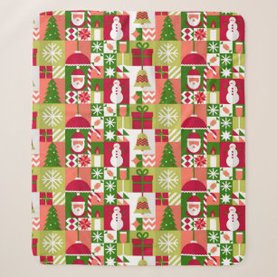 Farbenfrohes Weihnachtsthemenraster aus Feiertagsi Sherpadecke