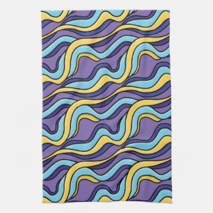 Farbenfrohes Wellenmuster Funky Retro Moderne Abst Geschirrtuch