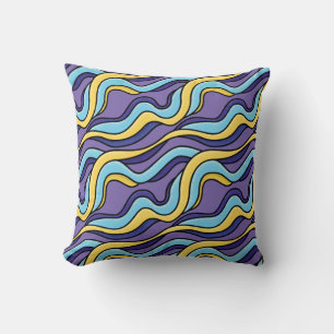 Farbenfrohes Wellenmuster Funky Retro Moderne Abst Kissen